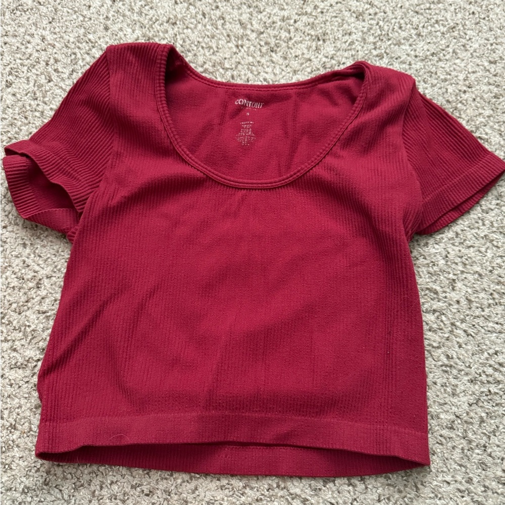PACSUN Red Ribbed Women's Contour Top